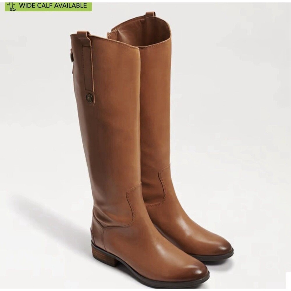 Sam Edelman Penny Riding Boots Women 6.5 Cognac Brown Leather Knee High EXC